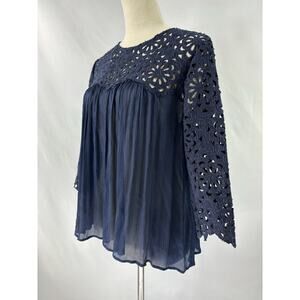 Sea New York Swing Top Navy Blue 4 Short Sleeve Lace